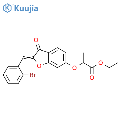 ethyl 2-{(2Z)-2-(2-bromophenyl)methylidene-3-oxo-2,3-dihydro-1-benzofuran-6-yloxy}propanoate structure