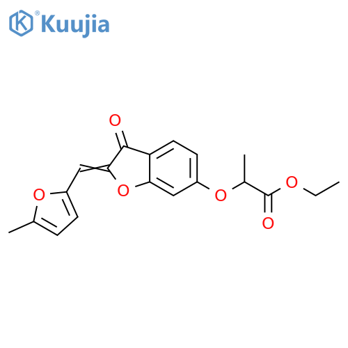 ethyl 2-{(2Z)-2-(5-methylfuran-2-yl)methylidene-3-oxo-2,3-dihydro-1-benzofuran-6-yloxy}propanoate structure