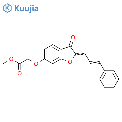 methyl 2-{(2Z)-3-oxo-2-(2E)-3-phenylprop-2-en-1-ylidene-2,3-dihydro-1-benzofuran-6-yloxy}acetate structure