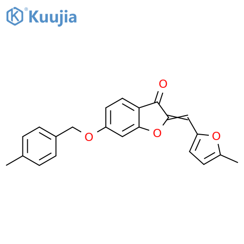 (2Z)-2-(5-methylfuran-2-yl)methylidene-6-(4-methylphenyl)methoxy-2,3-dihydro-1-benzofuran-3-one structure