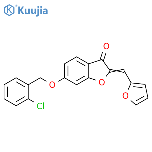 (2Z)-6-(2-chlorophenyl)methoxy-2-(furan-2-yl)methylidene-2,3-dihydro-1-benzofuran-3-one structure