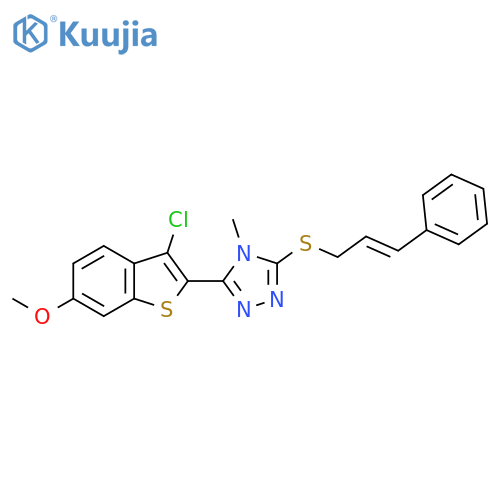 3-(3-chloro-6-methoxy-1-benzothiophen-2-yl)-4-methyl-5-{(2E)-3-phenylprop-2-en-1-ylsulfanyl}-4H-1,2,4-triazole structure