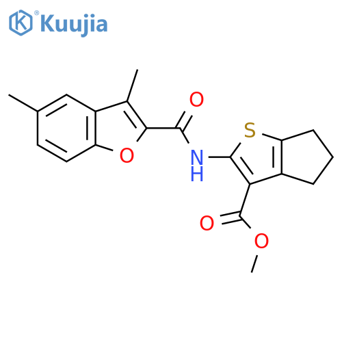 methyl 2-(3,5-dimethyl-1-benzofuran-2-amido)-4H,5H,6H-cyclopentabthiophene-3-carboxylate structure
