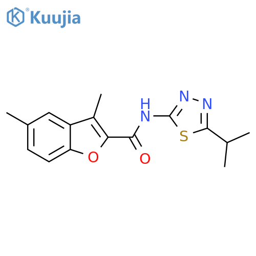 3,5-dimethyl-N-[5-(propan-2-yl)-1,3,4-thiadiazol-2-yl]-1-benzofuran-2-carboxamide structure