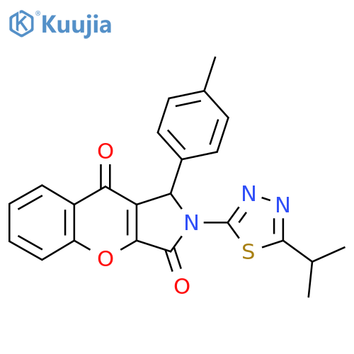 1-(4-methylphenyl)-2-5-(propan-2-yl)-1,3,4-thiadiazol-2-yl-1H,2H,3H,9H-chromeno2,3-cpyrrole-3,9-dione structure