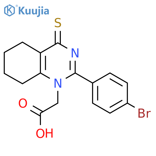 2-2-(4-bromophenyl)-4-sulfanylidene-1,4,5,6,7,8-hexahydroquinazolin-1-ylacetic acid structure