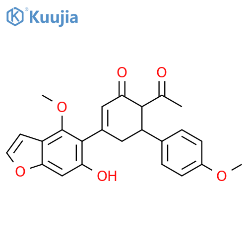 2-Cyclohexen-1-one,6-acetyl-3-(6-hydroxy-4-methoxy-5-benzofuranyl)-5-(4-methoxyphenyl)- structure