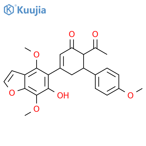 2-Cyclohexen-1-one,6-acetyl-3-(6-hydroxy-4,7-dimethoxy-5-benzofuranyl)-5-(4-methoxyphenyl)- structure