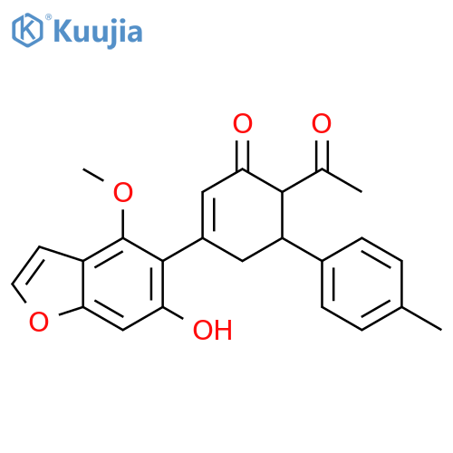2-Cyclohexen-1-one,6-acetyl-3-(6-hydroxy-4-methoxy-5-benzofuranyl)-5-(4-methylphenyl)- structure