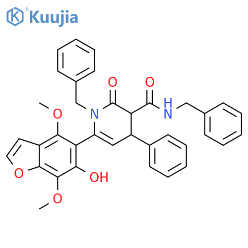 3-Pyridinecarboxamide,1,2,3,4-tetrahydro-6-(6-hydroxy-4,7-dimethoxy-5-benzofuranyl)-2-oxo-4-phenyl-N,1-bis(phenylmethyl)- structure