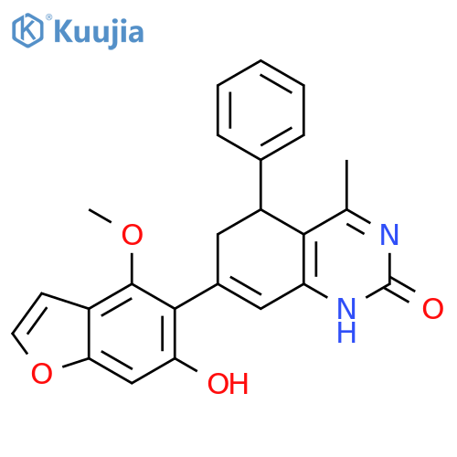 2(1H)-Quinazolinone,5,6-dihydro-7-(6-hydroxy-4-methoxy-5-benzofuranyl)-4-methyl-5-phenyl- structure