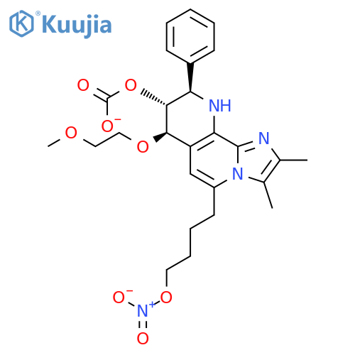 CARBONIC ACID, 4-(NITROOXY)BUTYL(7R,8R,9R)-7,8,9,10-TETRAHYDRO-7-(2-METHOXYETHOXY)-2,3-DIMETHYL-9-PHENYLIMIDAZO[1,2-H][1,7]NAPHTHYRIDIN-8-YL ESTER structure