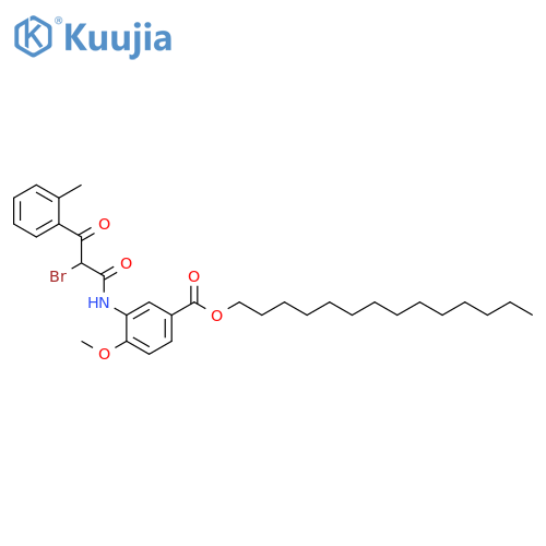 Benzoic acid, 3-[[2-bromo-3-(2-methylphenyl)-1,3-dioxopropyl]amino]-4-methoxy-, tetradecyl ester structure