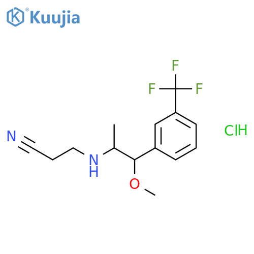 3-({2-methoxy-1-methyl-2-[3-(trifluoromethyl)phenyl]ethyl}amino)propanenitrile hydrochloride structure