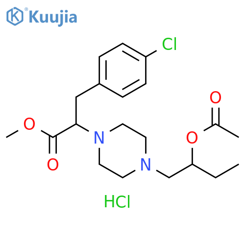 1-Piperazineacetic acid, 4-[2-(acetyloxy)butyl]-α-[(4-chlorophenyl)methyl]-, methyl ester, hydrochloride (1:2) structure