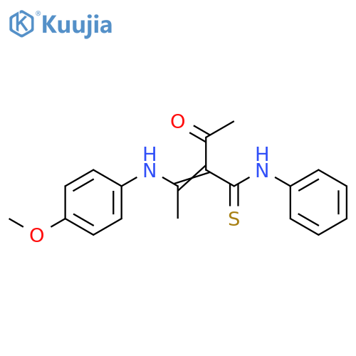 2-Butenethioamide, 2-acetyl-3-[(4-methoxyphenyl)amino]-N-phenyl- structure