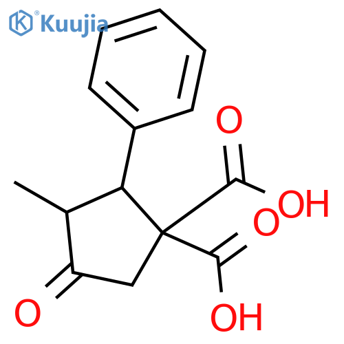 1,1-Cyclopentanedicarboxylic acid, 3-methyl-4-oxo-2-phenyl-, trans- structure
