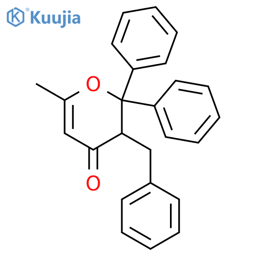 4H-Pyran-4-one, 2,3-dihydro-6-methyl-2,2-diphenyl-3-(phenylmethyl)- structure