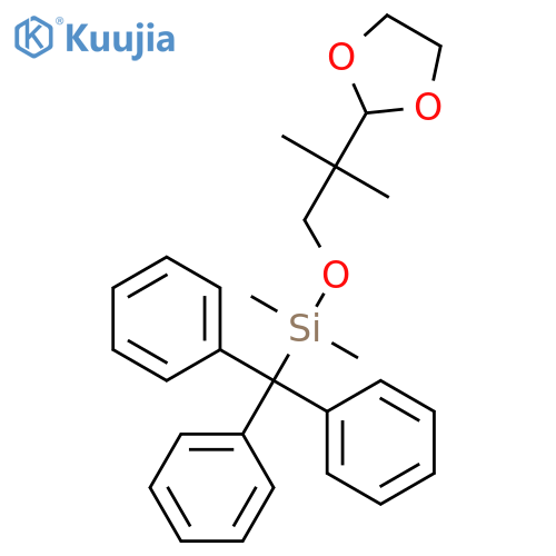 Silane, [2-(1,3-dioxolan-2-yl)-2-methylpropoxy]dimethyl(triphenylmethyl)- structure