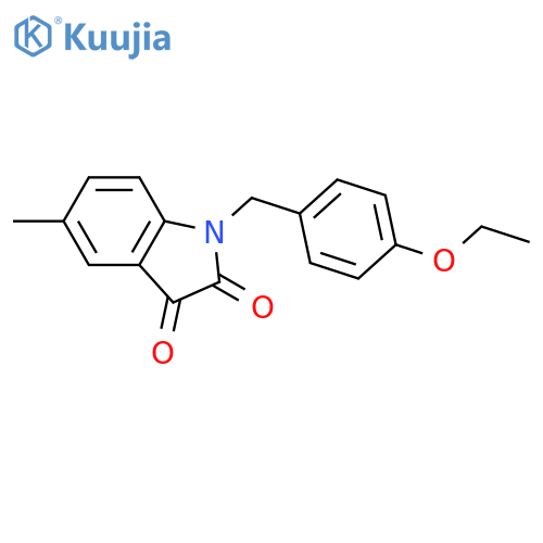 1-[(4-ethoxyphenyl)methyl]-5-methyl-2,3-dihydro-1H-indole-2,3-dione structure