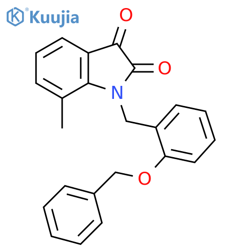 1-{2-(benzyloxy)phenylmethyl}-7-methyl-2,3-dihydro-1H-indole-2,3-dione structure