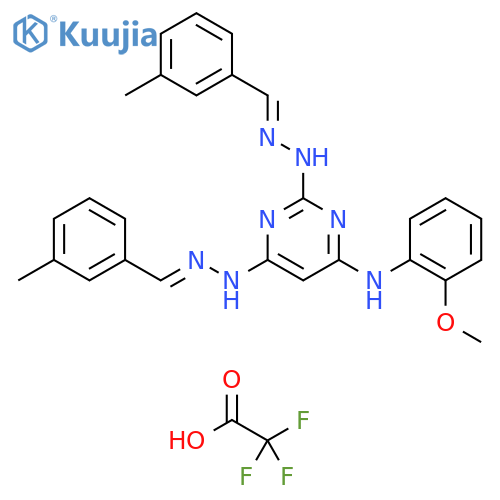 Benzaldehyde, 3-methyl-,[6-[(2-methoxyphenyl)amino]-2,4-pyrimidinediyl]dihydrazone,mono(trifluoroacetate) structure