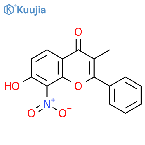 4H-1-Benzopyran-4-one, 7-hydroxy-3-methyl-8-nitro-2-phenyl- structure
