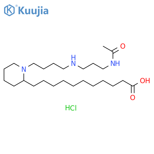 2-Piperidineundecanoic acid, 1-[4-[[3-(acetylamino)propyl]amino]butyl]-, hydrochloride (1:2) structure