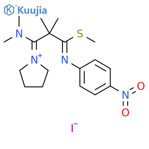 Pyrrolidinium, 1-[1-(dimethylamino)-2,2-dimethyl-3-(methylthio)-3-[(4-nitrophenyl)imino]propylidene]-, iodide (1:1) structure