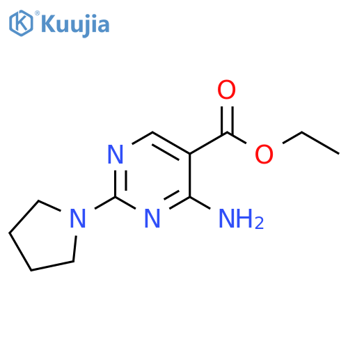 5-Pyrimidinecarboxylic acid, 4-amino-2-(1-pyrrolidinyl)-, ethyl ester structure