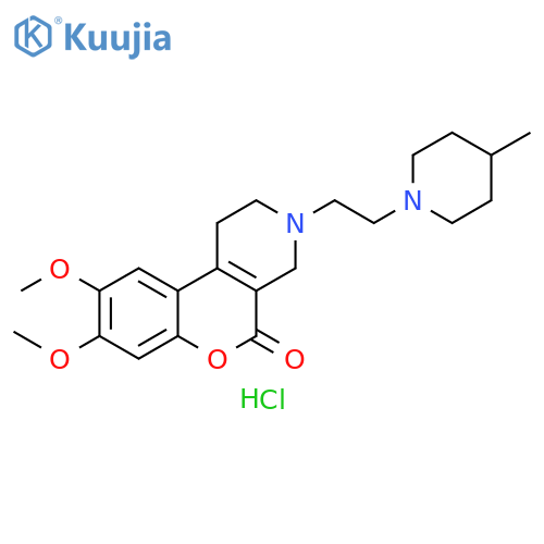 5H-[1]Benzopyrano[3,4-c]pyridin-5-one, 1,2,3,4-tetrahydro-8,9-dimethoxy-3-[2-(4-methyl-1-piperidinyl)ethyl]-, hydrochloride (1:2) structure