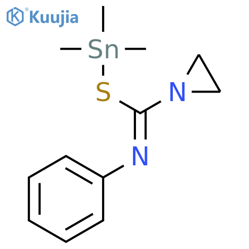 Aziridine, 1-[(phenylimino)[(trimethylstannyl)thio]methyl]- structure