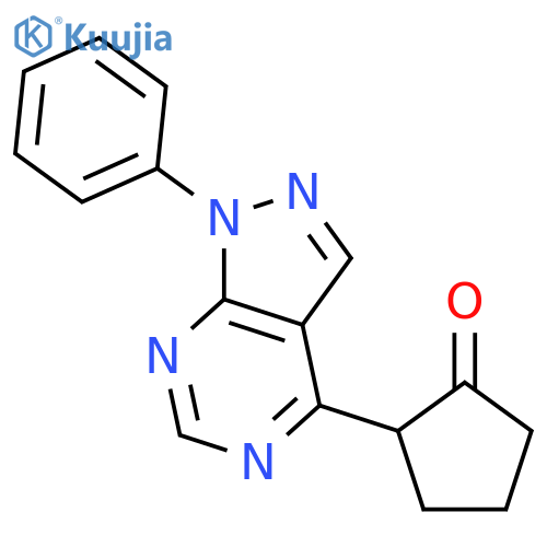 Cyclopentanone, 2-(1-phenyl-1H-pyrazolo[3,4-d]pyrimidin-4-yl)- structure