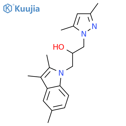 1-(3,5-dimethyl-1H-pyrazol-1-yl)-3-(2,3,5-trimethyl-1H-indol-1-yl)propan-2-ol structure