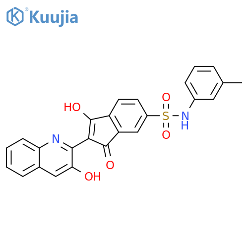 1H-Indene-6-sulfonamide,3-hydroxy-2-(3-hydroxy-2-quinolinyl)-N-(3-methylphenyl)-1-oxo- structure