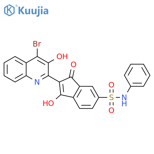1H-Indene-6-sulfonamide,2-(4-bromo-3-hydroxy-2-quinolinyl)-3-hydroxy-1-oxo-N-phenyl- structure