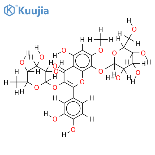 3-O-alpha-L-Rhamnopyranoside,8-O-beta-D-glucopyranoside-3,3',4',5,8-Pentahydroxy-7-methoxyflavone structure