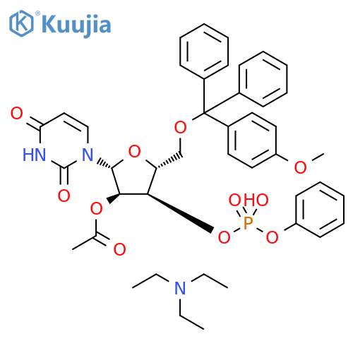 3'-Uridylic acid, 5'-O-[(4-methoxyphenyl)diphenylmethyl]-, monophenyl ester, 2'-acetate, compd. with N,N-diethylethanamine (1:1) (9CI) structure