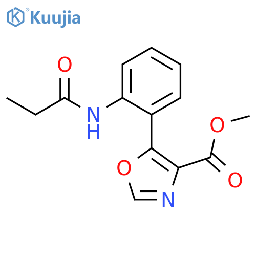 4-Oxazolecarboxylic acid, 5-[2-[(1-oxopropyl)amino]phenyl]-, methylester structure