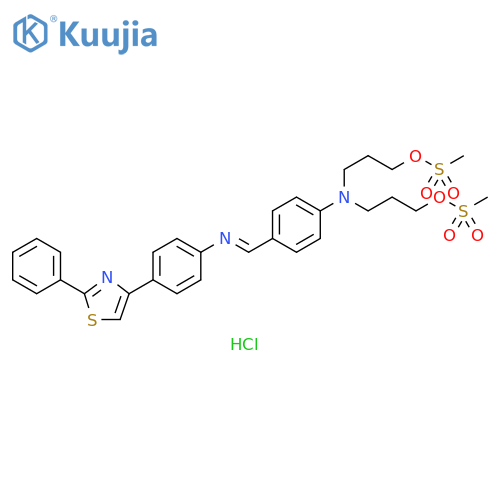 1-Propanol, 3,3'-[[4-[[[4-(2-phenyl-4-thiazolyl)phenyl]imino]methyl]phenyl]imino]bis-, dimethanesulfonate (ester), monohydrochloride (9CI) structure