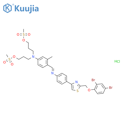 1-Propanol,3,3'-[[4-[[[4-[2-[(2,4-dibromophenoxy)methyl]-4-thiazolyl]phenyl]imino]methyl]-3-methylphenyl]imino]bis-,dimethanesulfonate (ester), monohydrochloride (9CI) structure