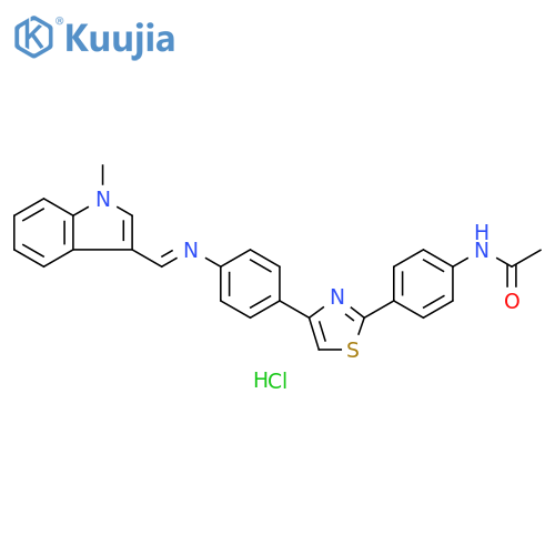 Acetamide, N-[4-[4-[4-[[(1-methyl-1H-indol-3-yl)methylene]amino]phenyl]-2-thiazolyl]phenyl]-, hydrochloride (1:1) structure