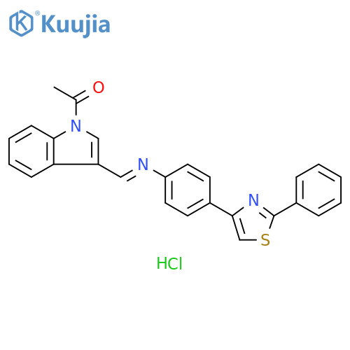 1H-Indole-3-methanimine, 1-acetyl-N-[4-(2-phenyl-4-thiazolyl)phenyl]-, monohydrochloride (9CI) structure