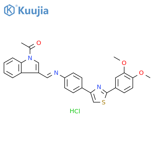1H-Indole-3-methanimine, 1-acetyl-N-[4-[2-(3,4-dimethoxyphenyl)-4-thiazolyl]phenyl]-, monohydrochloride (9CI) structure