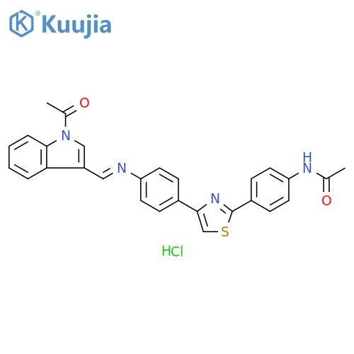 Acetamide, N-[4-[4-[4-[[(1-acetyl-1H-indol-3-yl)methylene]amino]phenyl]-2-thiazolyl]phenyl]-, hydrochloride (1:1) structure