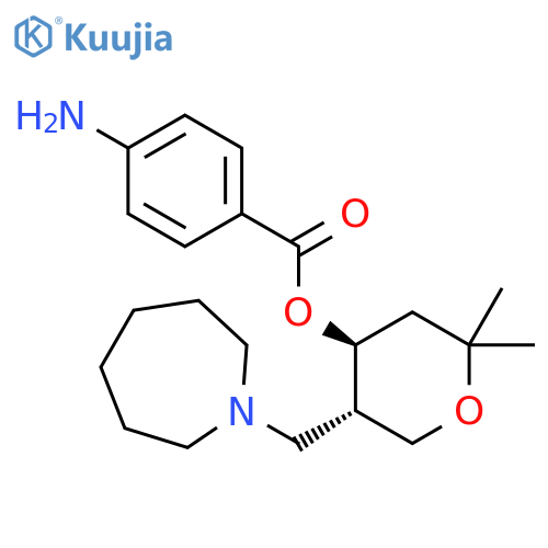 2H-Pyran-4-ol, 5-[(hexahydro-1H-azepin-1-yl)methyl]tetrahydro-2,2-dimethyl-, 4-aminobenzoate (ester), trans- (9CI) structure