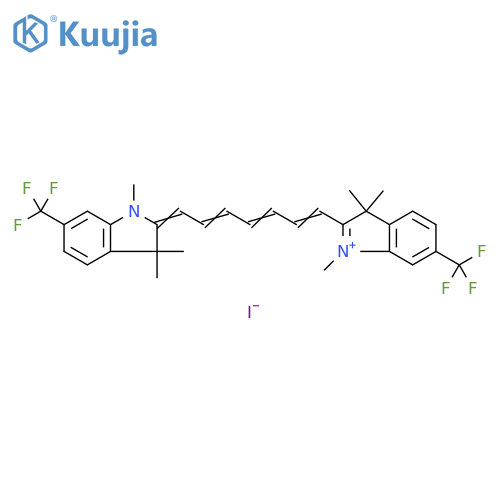 3H-Indolium, 2-[7-[1,3-dihydro-1,3,3-trimethyl-6-(trifluoromethyl)-2H-indol-2-ylidene]-1,3,5-heptatrien-1-yl]-1,3,3-trimethyl-6-(trifluoromethyl)-, iodide (1:1) structure