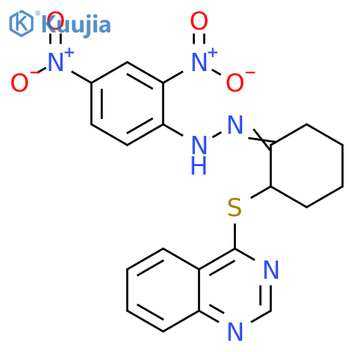 Cyclohexanone, 2-(4-quinazolinylthio)-, (2,4-dinitrophenyl)hydrazone structure