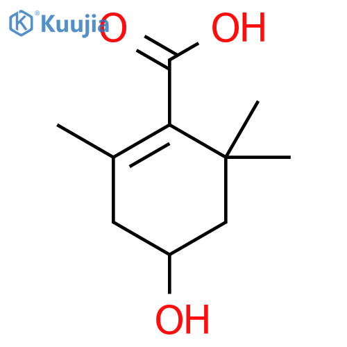 4-Hydroxy-2,6,6-trimethylcyclohex-1-enecarboxylic acid structure