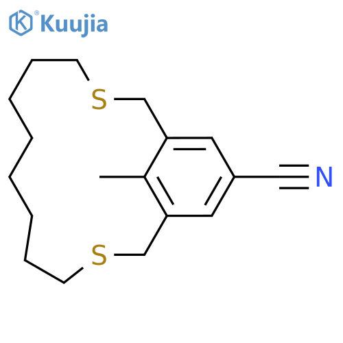 3,12-Dithiabicyclo[12.3.1]octadeca-1(18),14,16-triene-16-carbonitrile, 18-methyl- structure